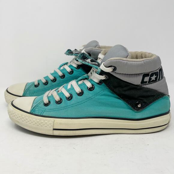 Converse Teal Grey Padded Collar Double Tongue Mid Womens 9 - Picture 1 of 11